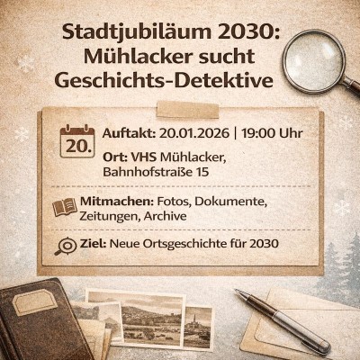Stadtjubiläum 2030: Mühlacker sucht Mitwirkende fürs Geschichtsbuch